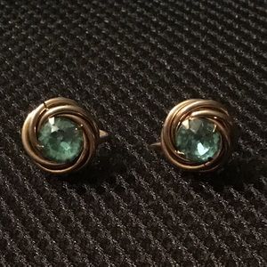 Elegant Gold and Green Stud Earrings